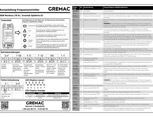 Quick guide SEW/Invertek frequency inverter